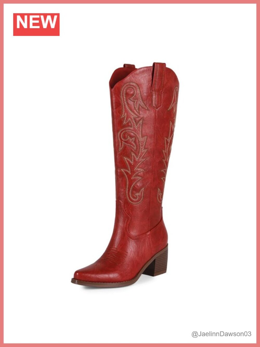 Women's Faux Leather Knee-High Cowboy Boots Pointed Toe Chunky Heel Western